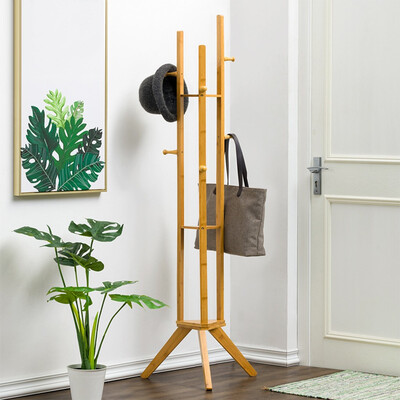 

Gobestart Entryway Furniture Clothes Laundry Coat Rack With 6 Hooks 3-Tier Storage Shelves