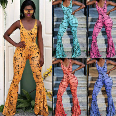 

Women Sleeveless Jumpsuit Sling Wide Leg Long Pants Trousers Playsuit Rompers