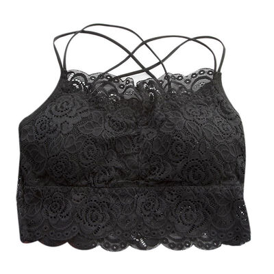 

Lace Sexy Spaghetti Straps Bras Women Racerback Solid Crop Top Seamless Underwear Removable Padded Bralette