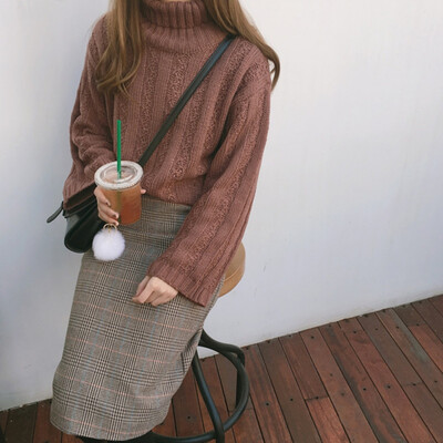 

Women Sweater casual solid turtleneck female pullover flare sleeve warm soft spring autumn winter knitted