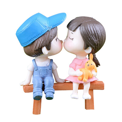 

Siaonvr 1 Set Cute Lovers Chair Miniature Landscape DIY Ornament Garden Dollhouse Decor