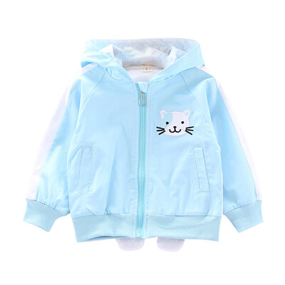 

Cute Baby Girl Outerwear Cartoon Cat Print Casual Hoodie Zipper Sweatshirt Kids Coat Outfits Tops