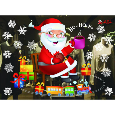 

Christmas Decorations No Glue Static Wall Stickers Paper-Cuts Stickers for Home Glass Window Removable Self-Adhesive New Year