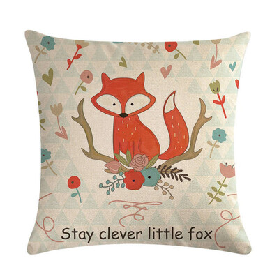 

Cotton Linen Cartoon Fox Home Decoration Throw Pillowcase Sofa Waist Pad Cover