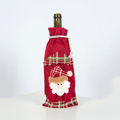 

〖Follure〗Christmas Decorations Burlap Christmas Wine Bottle Wine Bag Christmas Dress Up