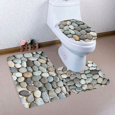 

〖Follure〗3PCS Christmas Bathroom Non-Slip Pedestal Rug Lid Toilet Cover Bath Mat Set