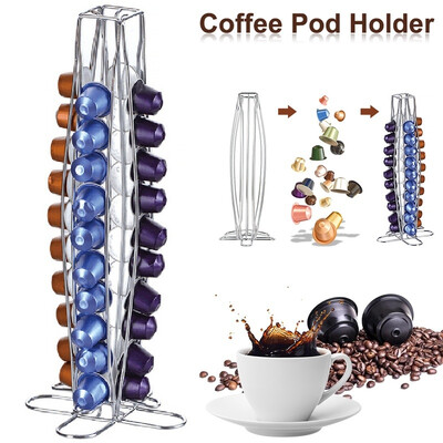 

40 pods Metal Coffee Pod Holder for Nespresso Capsule Stand Rotating Rack Numerous