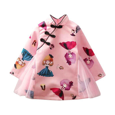

Kids Clothing Girls Dress Chinese Style Summer 2-6Y Children Girl Princess Dress Casual Cotton Silk Blend Dresses