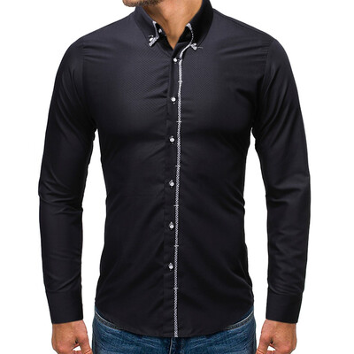 

Toponeto Mens New Style Fashion stamped Long Sleeve Shirt Printed Long-Sleeved Blouse