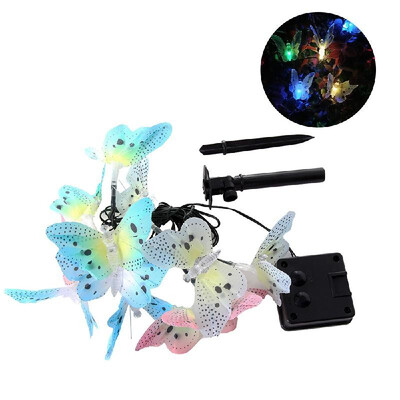 

12 Led Solar Powered Butterfly Fiber Optic Fairy String Waterproof Christmas Outdoor Garden Holiday Lights