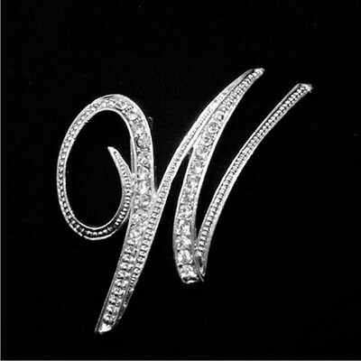 

Alphabet Style Rhinestone Crystal English Letters Bridal 1 pc Bouquet Brooch Pin