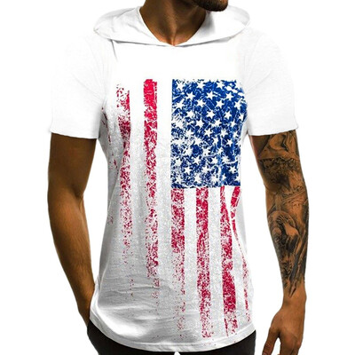 

Toponeto Men Hooded Printed Sports Shirts Pure Cotton Pure Large Open-Forked Male Blouse