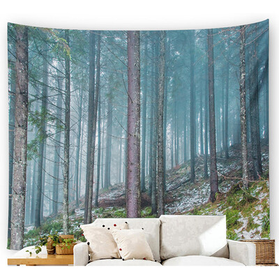

Toponeto Misty Forest Tapestry Wall Hanging Nature Landscape Tapestry Sunshine Through Tree Tapestries For Bedroom Living Room