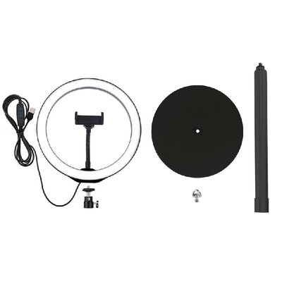 

PULUZ 102" Selfie R-ing Light with Extendable Desktop Stand & Dual Cell Phone Clamp Holder for Live StreamMakeupVideo Shooting
