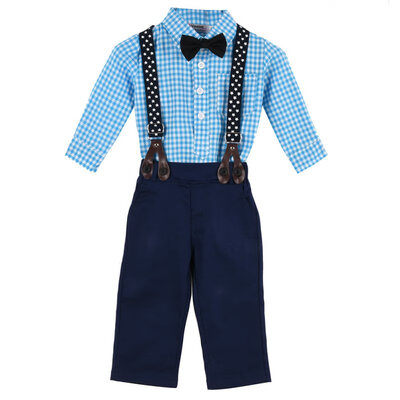 

Spring Autumn Children Clothes Sets Baby Toddler Kids Boy Plaid TopsSuspender Pants Wedding Party Outfits Suit 2pcs