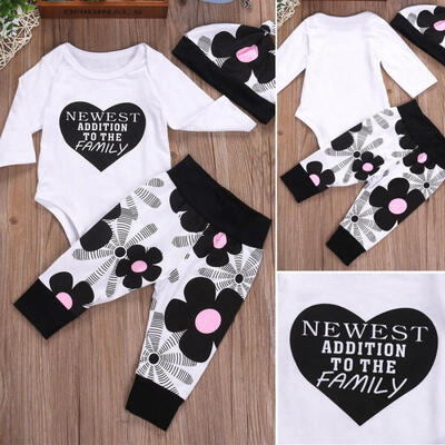 

Newborn InfaI90 Baby Boy Girl Cotton Tops Romper PaI90s 3Pcs Outfits Set Clothes
