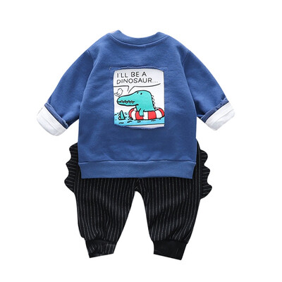 

Autumn Baby Boy Cute Long Sleeve Cartoon T-shirt Dinosaur Sweatshirt Trousers Casual Outfits Three-Piece Suit