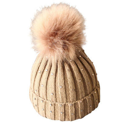 

Baby Boy Girl Winter Warm Lined Earmuffs Knitted Big Fur Ball Braid Solid Color Hat Beanie Knit Caps