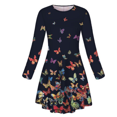 

Tailored Women Long Sleeved Floral Print Dress Casual Fashion Autumn Dresses