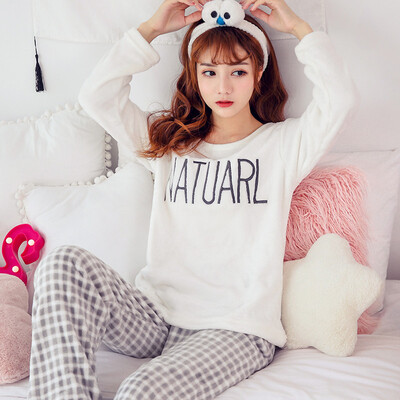 

Gobestart Women Long Sleeve Flannel Shirt Pant Pajama Sleepwear Nightwear Sets Clothes