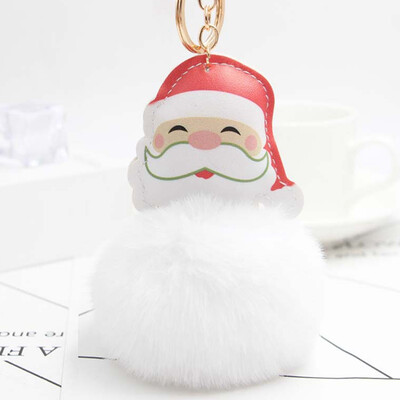 

Pompom Faux Plush Christmas Keychain Santa Claus Trinket Plush Key Chain Car Bag Key Ring Xmas Gift
