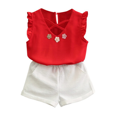 

2018 Baby Girl Clothes floral Fashion Cartoon Girls Summer Set Clothes Baby Suits Kids T Shirt Pants Children Clothing Set