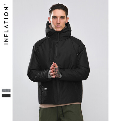

2018 winter tide brand solid color waterproof zipper pocket long down hooded mens jacket