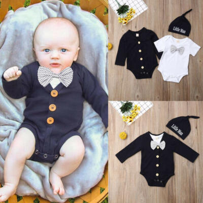 

Gentleman Newborn Baby Boy Fliege Strampler Bodysuit Hut Kleidung 3Pcs Outfits