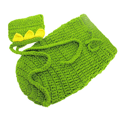 

Newborn Baby Boys Girls Photography Props Crochet Costume Outfits Cute Green Hat Sleeping Bags