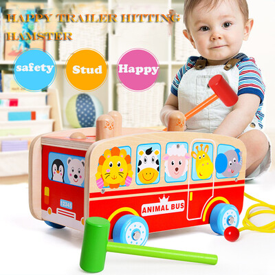 

YIWULAWooden Childrens Trailer Beads Stringing Puzzle Educational Toys For Kids