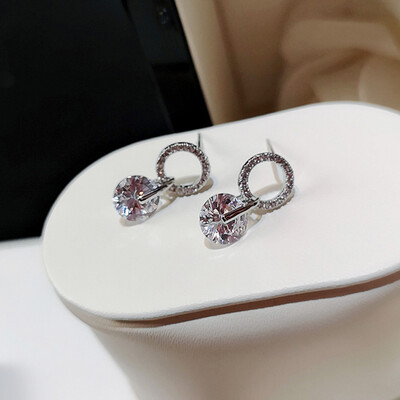 

1 Pair 2019 Fashion Women Geometric Round Zircon Earring Jewelry