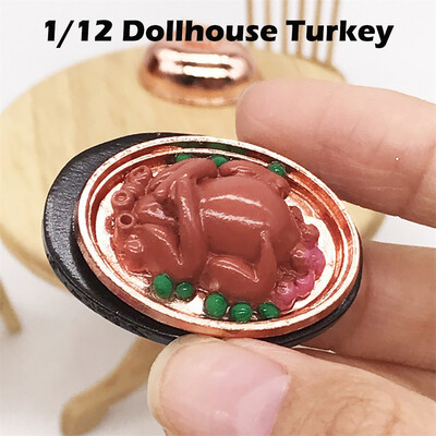 

YIWULA112 Dollhouse Miniature Food Christmas Turkey With Lid Pretend Play Toy