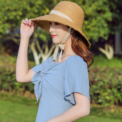 

Summer ladies outdoor sunshade straw hat sunscreen hat along the Beach Hat Lafite straw cool hat net red the same style