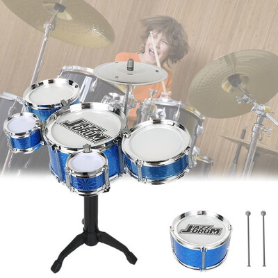 

5 Drum Childrens Simulation Drum Set Fighting Jazz Musical Toys Shelf Drum Instrument Toy