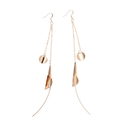

Vintage Natural Stone Drop Earrings Retro Gold Long Ear Line Leaves Dangle Earrings Chandelier Jewelry For Women