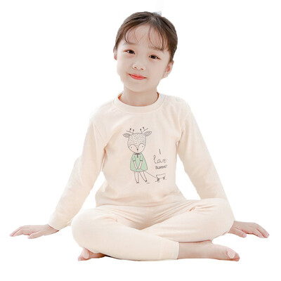 

Baby Kids Girls Boys Long Sleeve Autumn Cartoon Print BlousePants Pajamas Sleepwear Set