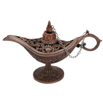 

Carving Hollow Zinc Alloy Magic Lamps Retro Ornaments Incense Burner Retro Wishing Oil Light Home Decor Gift