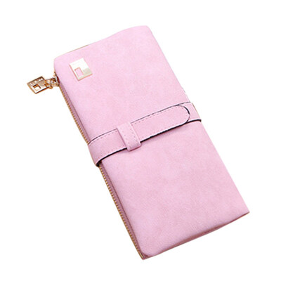 

Women Solid Color Frosted Bifold Long Wallet Coin Purse Clutches Bag Card Holder