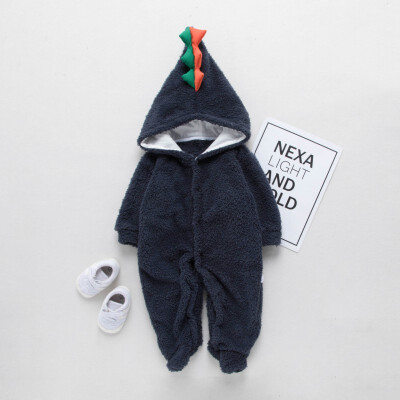 

New Born Baby Clothes Autumn Winter Baby Girls Boys Romper Hooded Dinosaur Button Climb Jumpsuit Infant Cotton Soft Playsuit