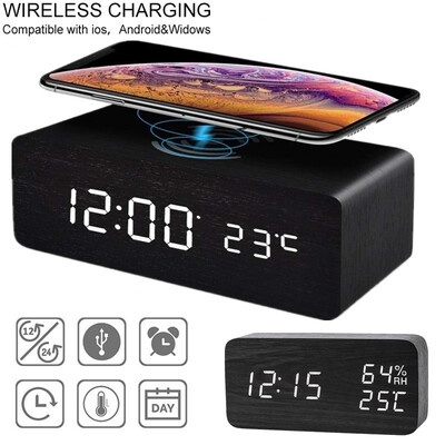 

3 In 1 Multi-function LED Digital Alarm Clock & Wireless Charger & Thermometer