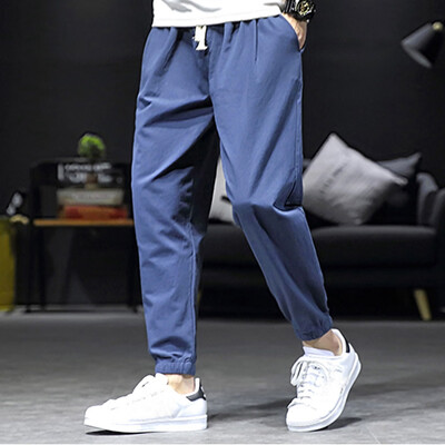 

Gobestart Mens Summer New Style Simple And Fashionable Pure Cotton And Linen Trousers