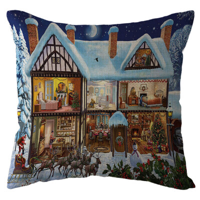 

Tailored Christmas Santa Claus Pillow Case Linen Sofa Throw Cushion Cover Home Decor