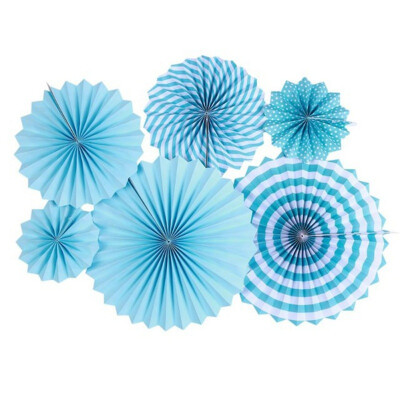 

6 pcs Wedding Birthday Party Decoration colorful Beautiful Paper Flower round paper Fan Set Stylish Refined