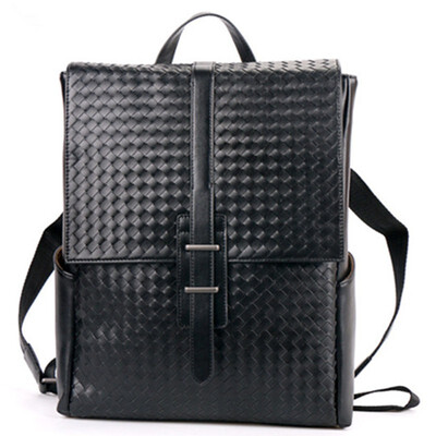 

Designer Hand Weaving Genuine Leather Mens Backpacks Bolsa Mochila for Laptop Notebook Computer Bags Men School Bag Rucksack