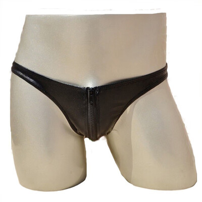 

Mens Low Waist Zipper Underwear Bulge Elastic Sexy Triangle Briefs Thongs Sissy