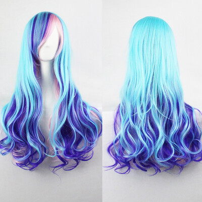 

Gobestart Wavy Long Curly Synthetic Wig Cosplay Fashion Sexy Blue Wigs Hair Extensions