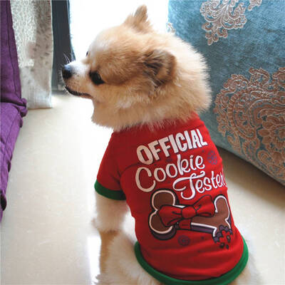 

Dog Christmas T-shirt Cotton Puppy Christmas Costume Tee Top Apparel Cartoon Letters Print