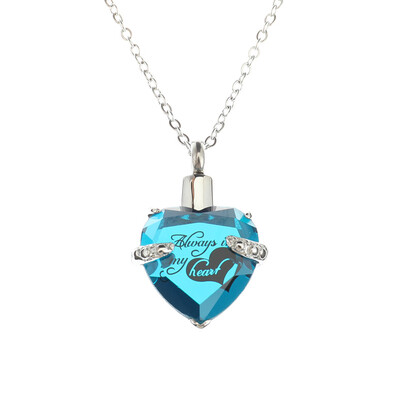 

Birthstone Necklace for Ashes Heart Cremation Memorial Keepsake Pendant Necklace Jewelry Titanium Steel Always in my heart