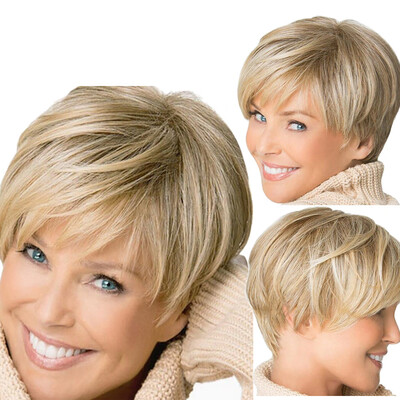 

Gobestart Wigs Short Straight Synthetic Hair Full Wigs for Women Natural Looking Heat