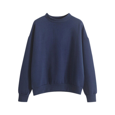 

Autumn Winter Women Hoodie Fashion Long Sleeve O-Neck Jumper Sweatshirt Solid Casual Loose Tops Boy Girl Student Coat